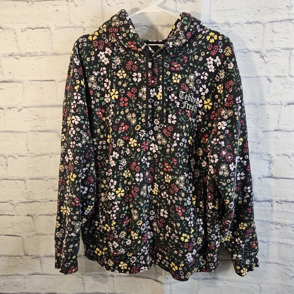 Teddy Fresh Grandma’s Floral Hoodie Sweatshirt Unisex M Medium AOP Print